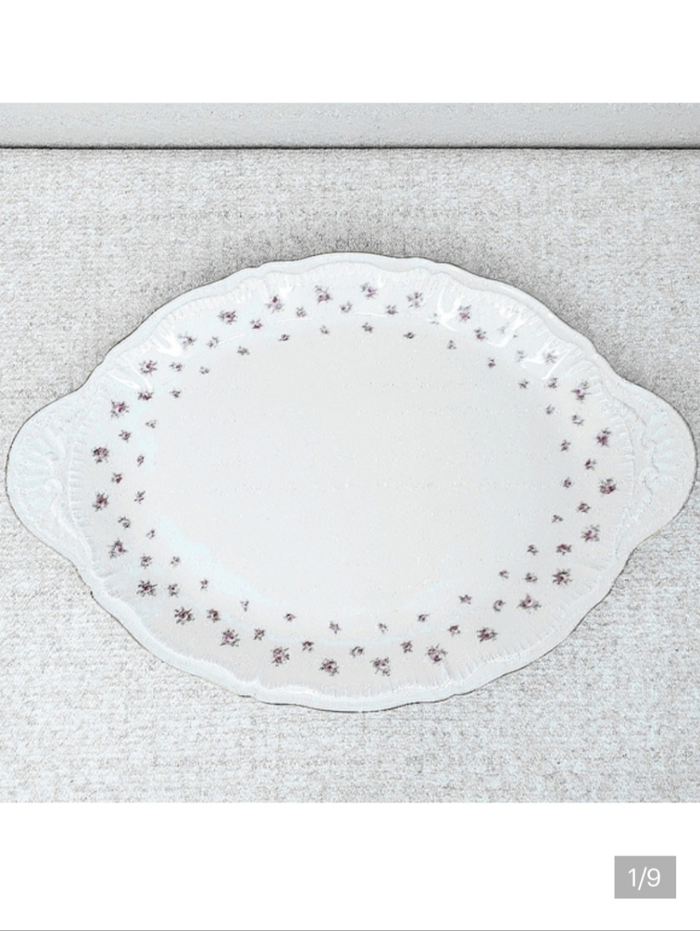 Vintage Theodore Haviland Oval Serving Platter 16.5" Pink Floral Pattern